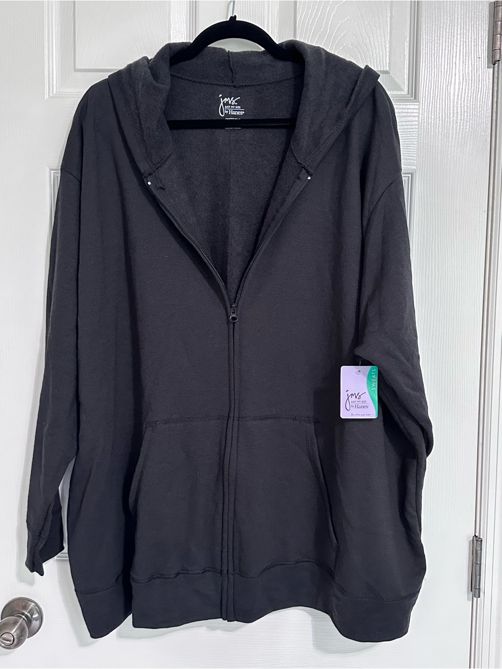 Just My Size Black Fleece-Lined Zip Hoodie